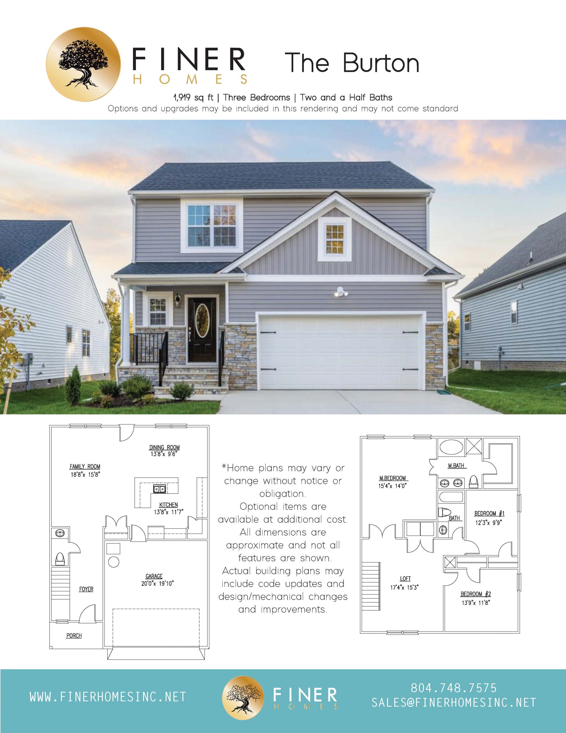 The Burton MultiStory House Plans Finer Homes Inc Chesterfield VA